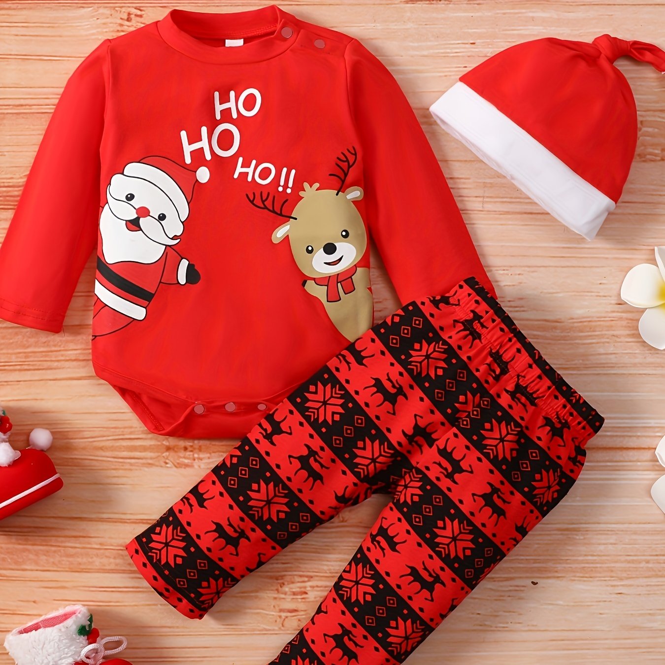 Newborn Baby Christmas Cartoon 3pcs Set