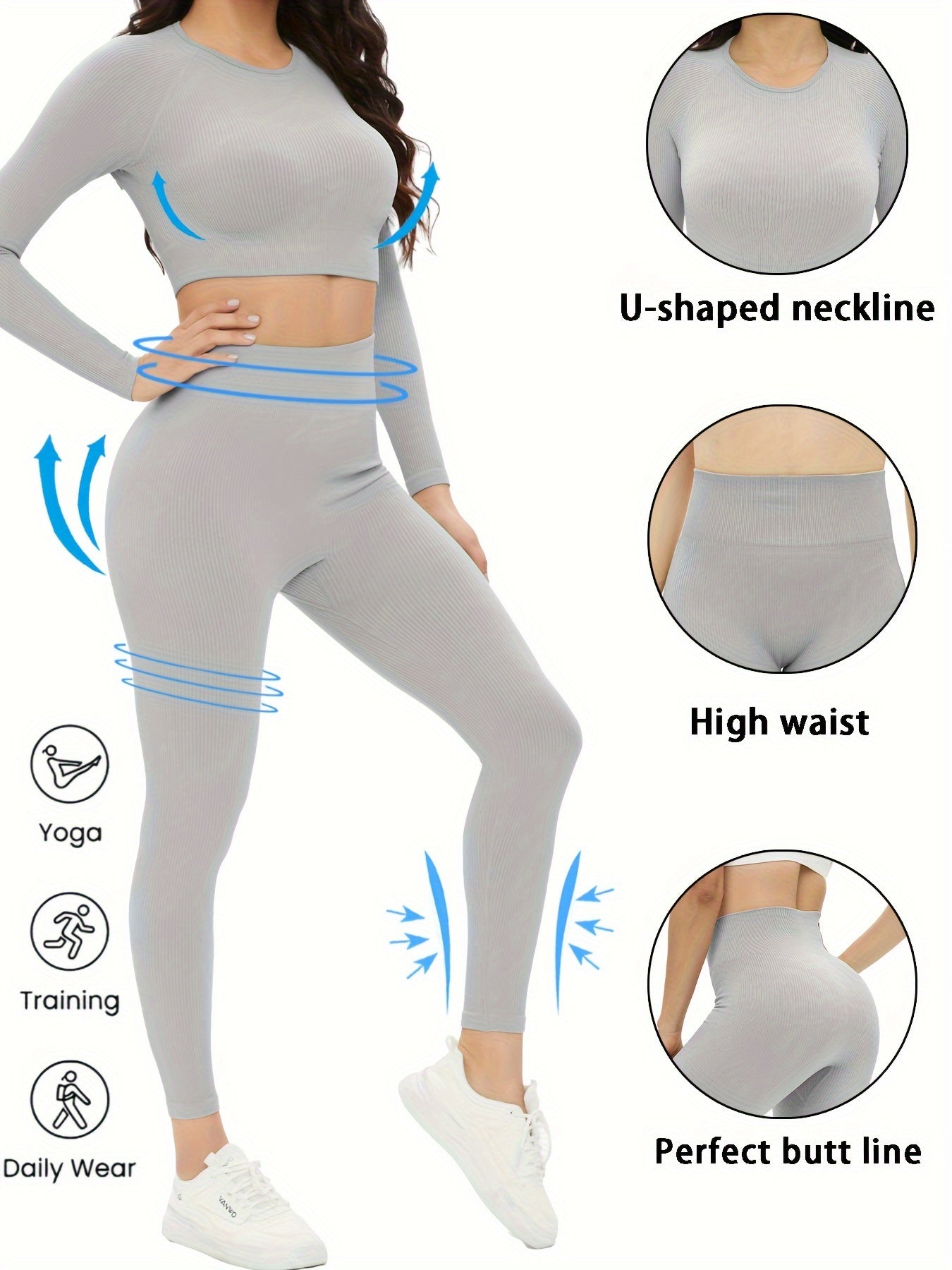 Yoga Workout Set Quick Drying Top & Stretch Leggings Women's Activewear