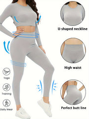 Yoga Workout Set Quick Drying Top & Stretch Leggings Women's Activewear
