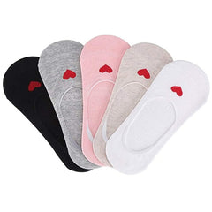 5 Pairs Women's No Show Low Socks Non Slip Flat Boat Line