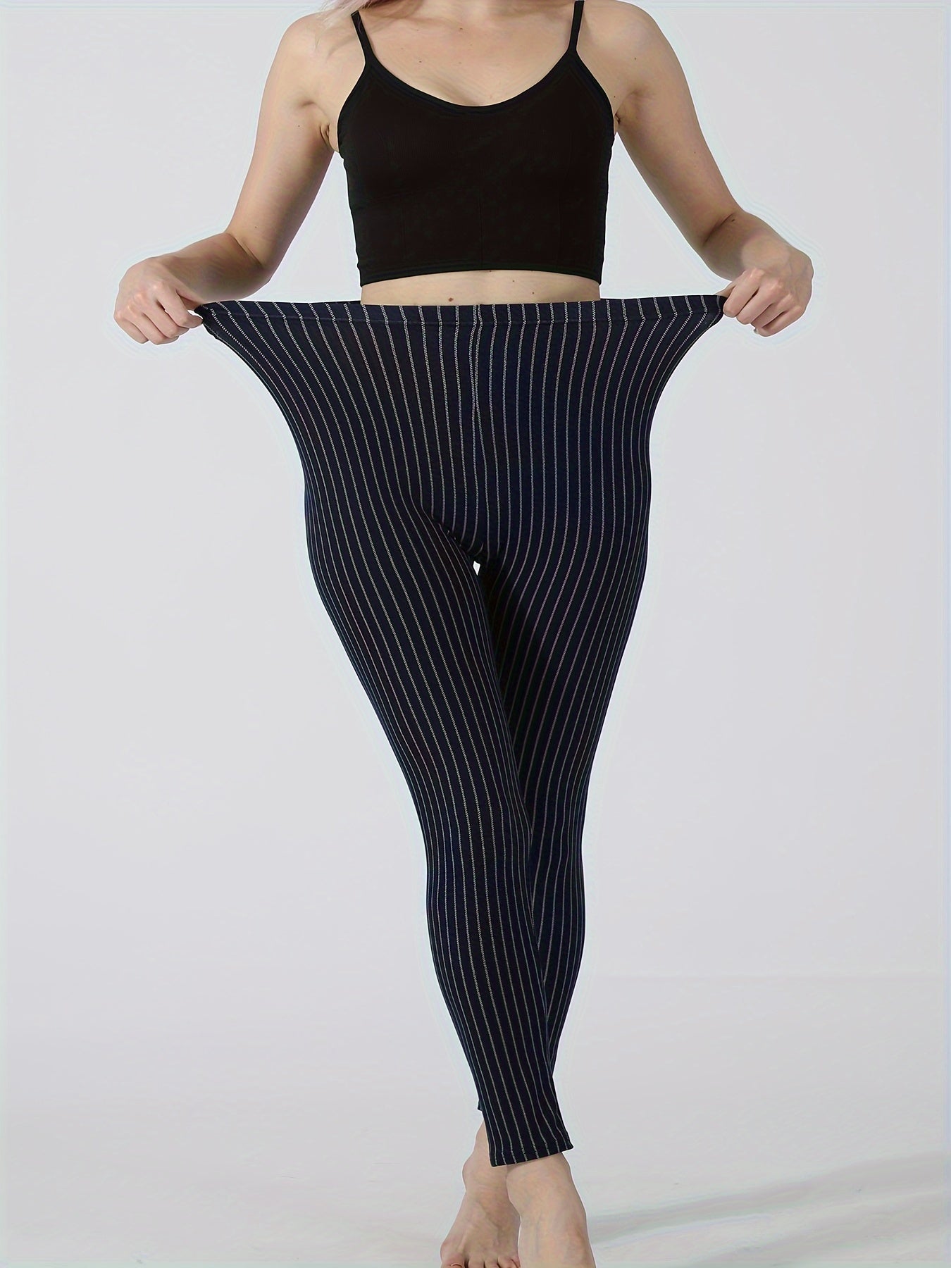 Striped Print Lounge Pants Casual Slim Elastic Waistband Womens Loungewear