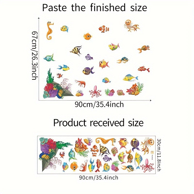 Cartoon Fish Group Glass Sticker Removable Waterproof Vinyl Sticker