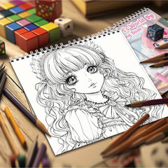 Anime Girl's World Coloring Book - Stress Relieving Notebook