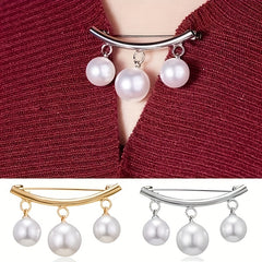 3pcs Pearl Fixed Buckle Scarf Cardigan Clips Dress Brooches