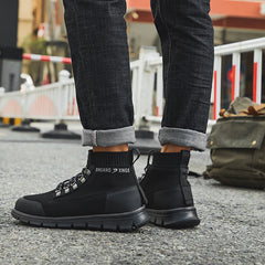 Men's Winter Knitted Lace-Up Mid Boots