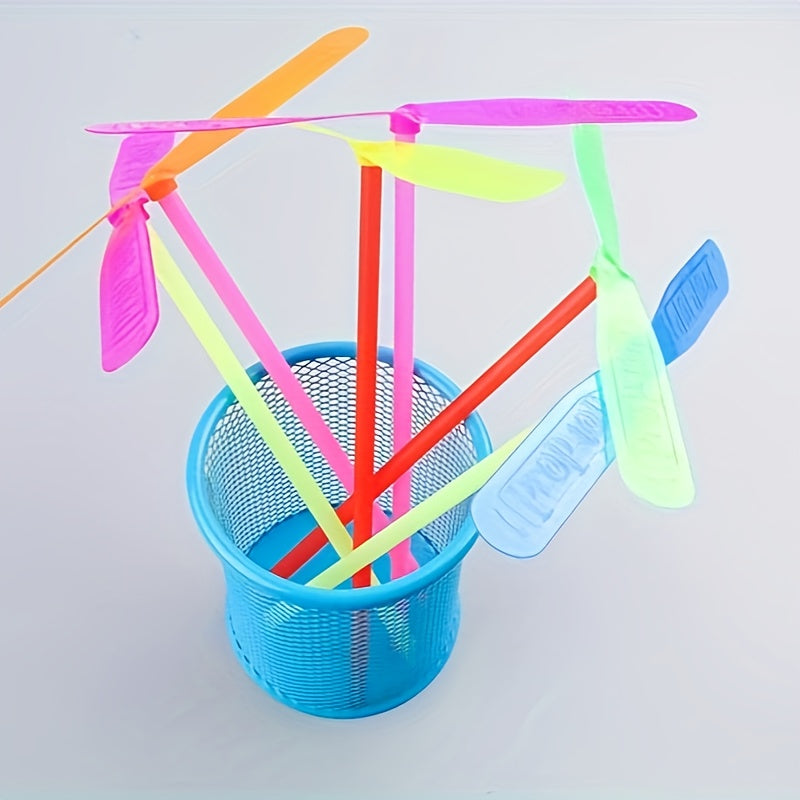 20 Pcs Plastic Bamboo Dragonfly Hand-cranked Toy