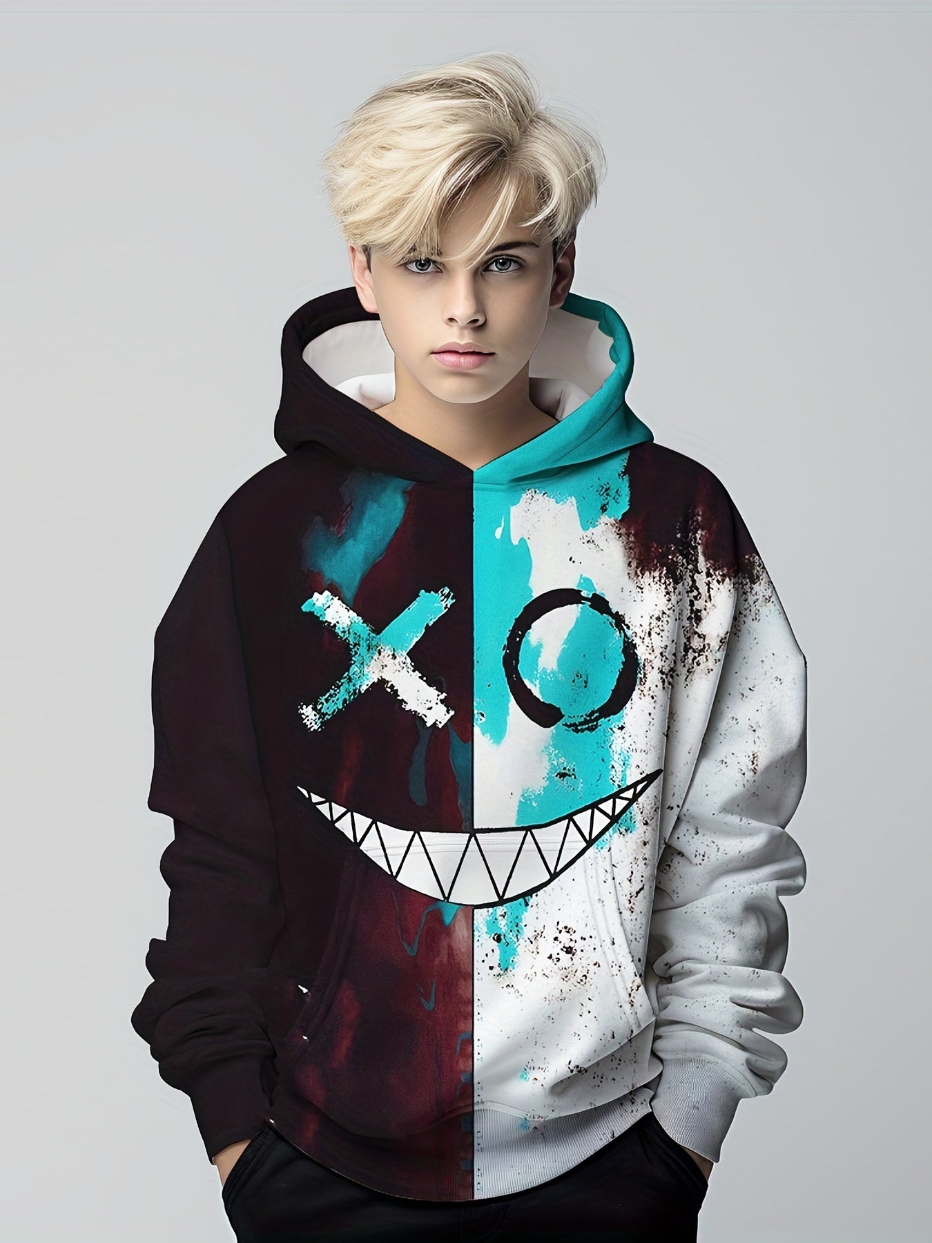 Funny Smiling 3D Print Boys Hoodie Spring Fall Kids Sweatshirt