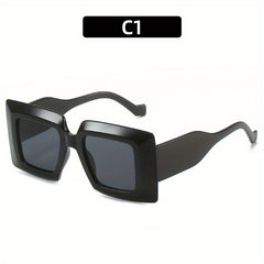 Square Striped Sunglasses Large Gradient Glasses UV400