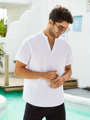 Men's V Neck Short Sleeve Pullover Shirt