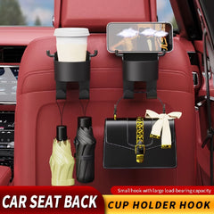 Car Seat Back Hook with Cup Holder and Phone Bracket