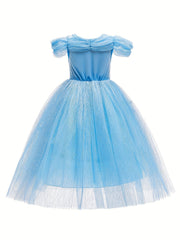 9pcs Girls Princess Dress Costume Set with Gloves, Crown & Wand