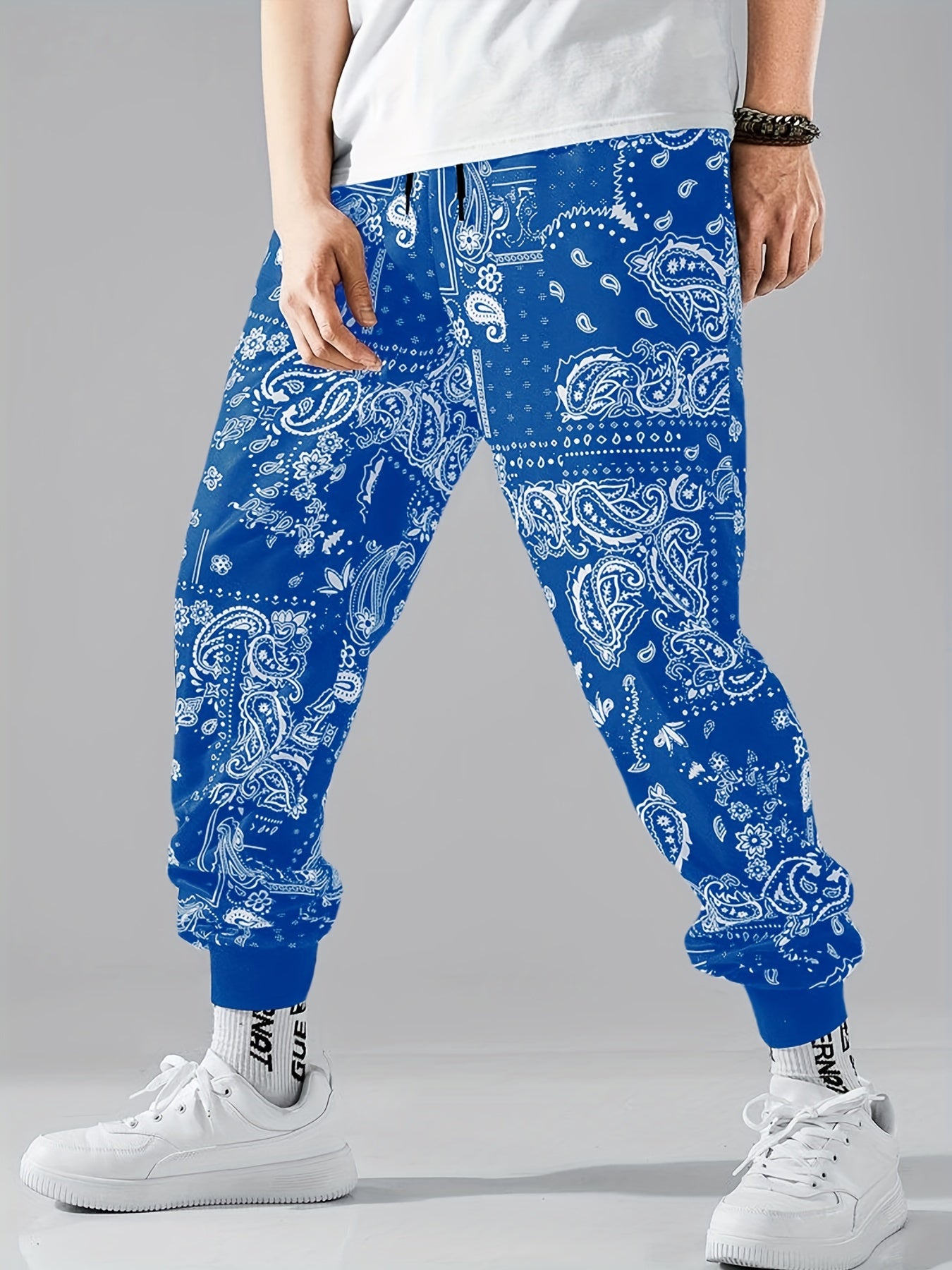 Paisley Pattern Print Drawstring Sweatpants Loose Fit Pants Men's Casual Joggers