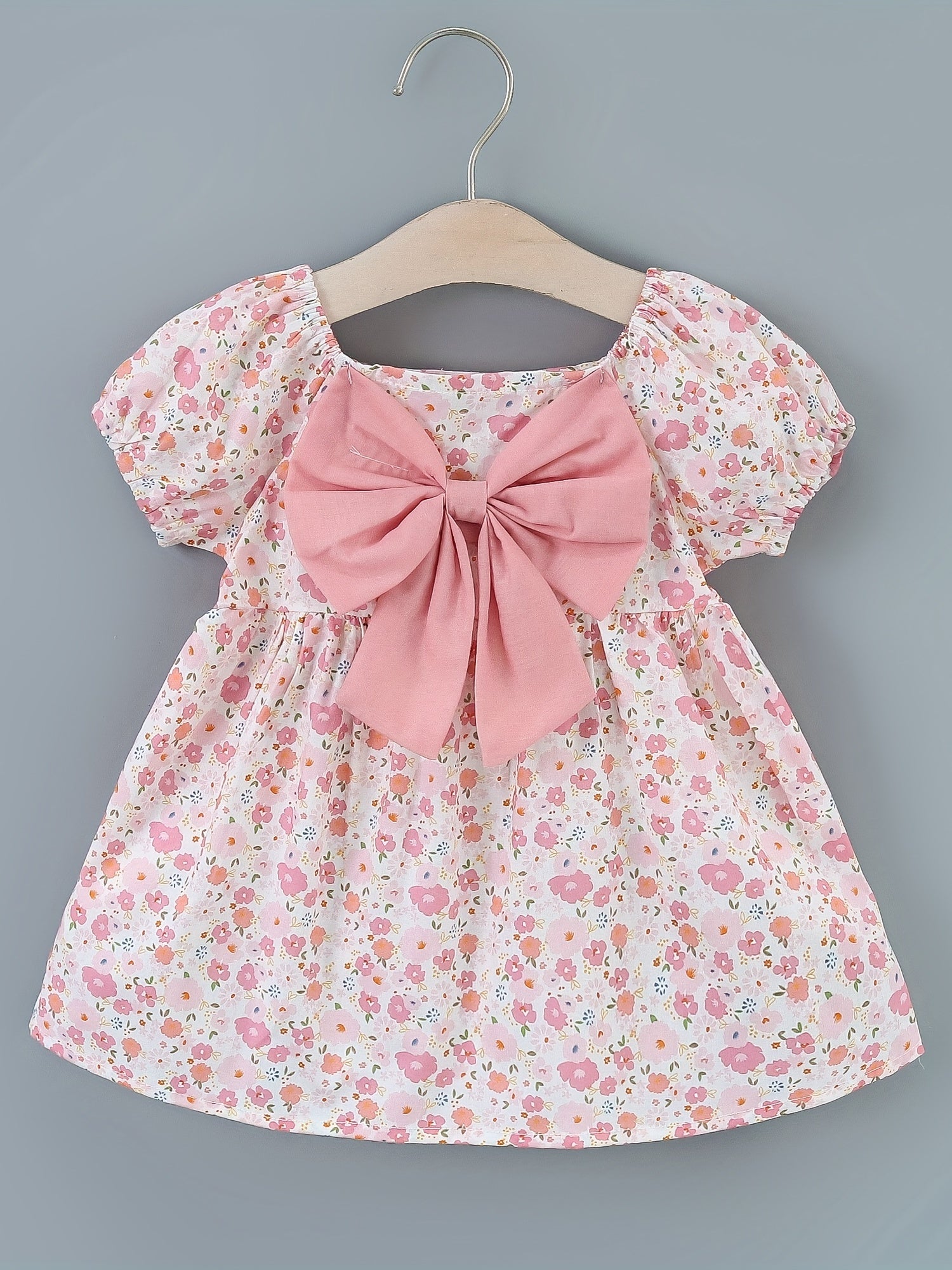 Sweet Bow Puffy Sleeve Dress Infant Toddler Princess Dress