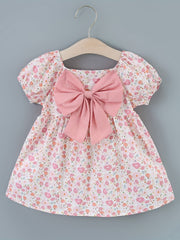 Sweet Bow Puffy Sleeve Dress Infant Toddler Princess Dress