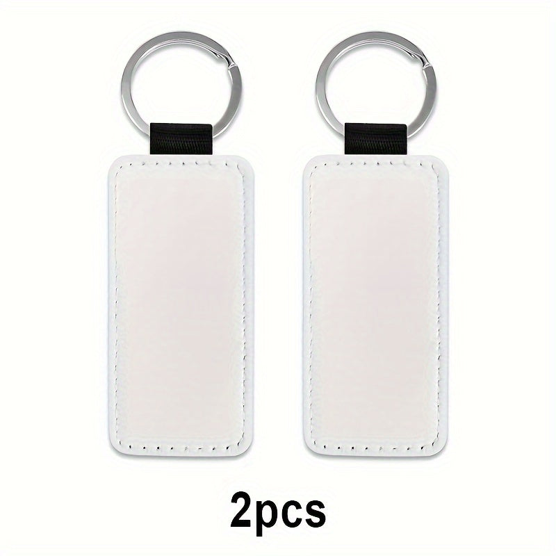 10pcs Sublimation PU Leather Rectangle Keychain, Double Side Printing