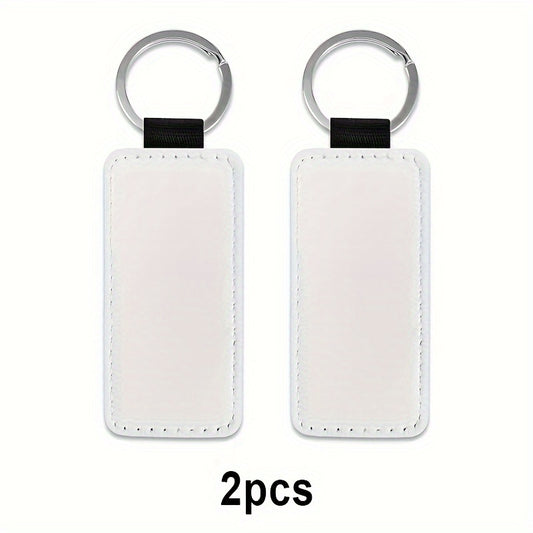 10pcs Sublimation PU Leather Rectangle Keychain, Double Side Printing