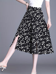 Floral Print Split Culottes High Waist Pants