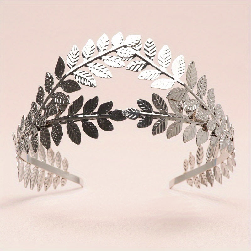 Bride Silvery Leaf Headband Vintage Hair Accessories