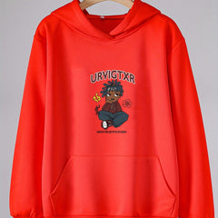 Girls Cartoon Pattern Hooded Sweatshirt Long Sleeve