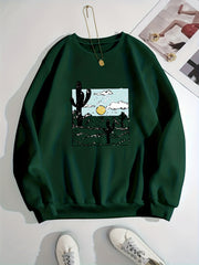 Graphic Print Crew Neck Sweatshirt for Women