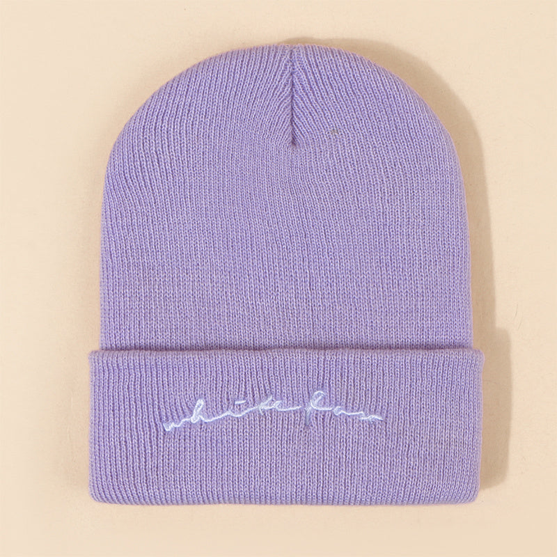 Letter Knit Beanie Cap Unisex Winter Hat Christmas Gift