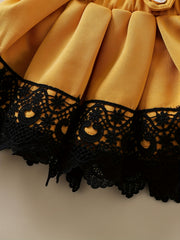 Stylish Lace Neck Baby Romper & Suspender Skirt Set