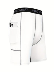 Men's Compression Shorts With Pocket Moisture Wicking Base Layer