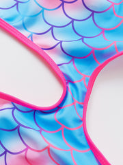 Toddler Girls Fish Scale Graphic One Piece Swimsuit