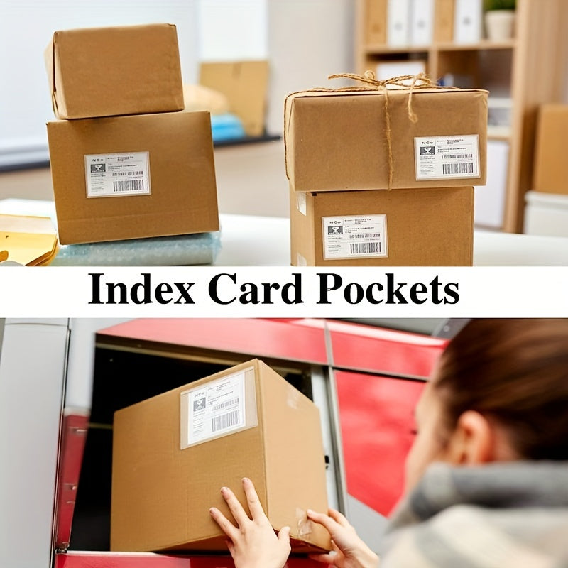 12 Pack Adhesive 16x11 Index Card Pockets Clear Plastic Labels Holders