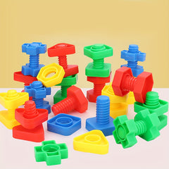 16pc Plastic Screw & Nut Building Blocks Set Puzzle Toy for Kids