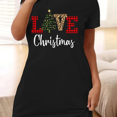 Christmas Casual Dress Women's Plus Tee Dress