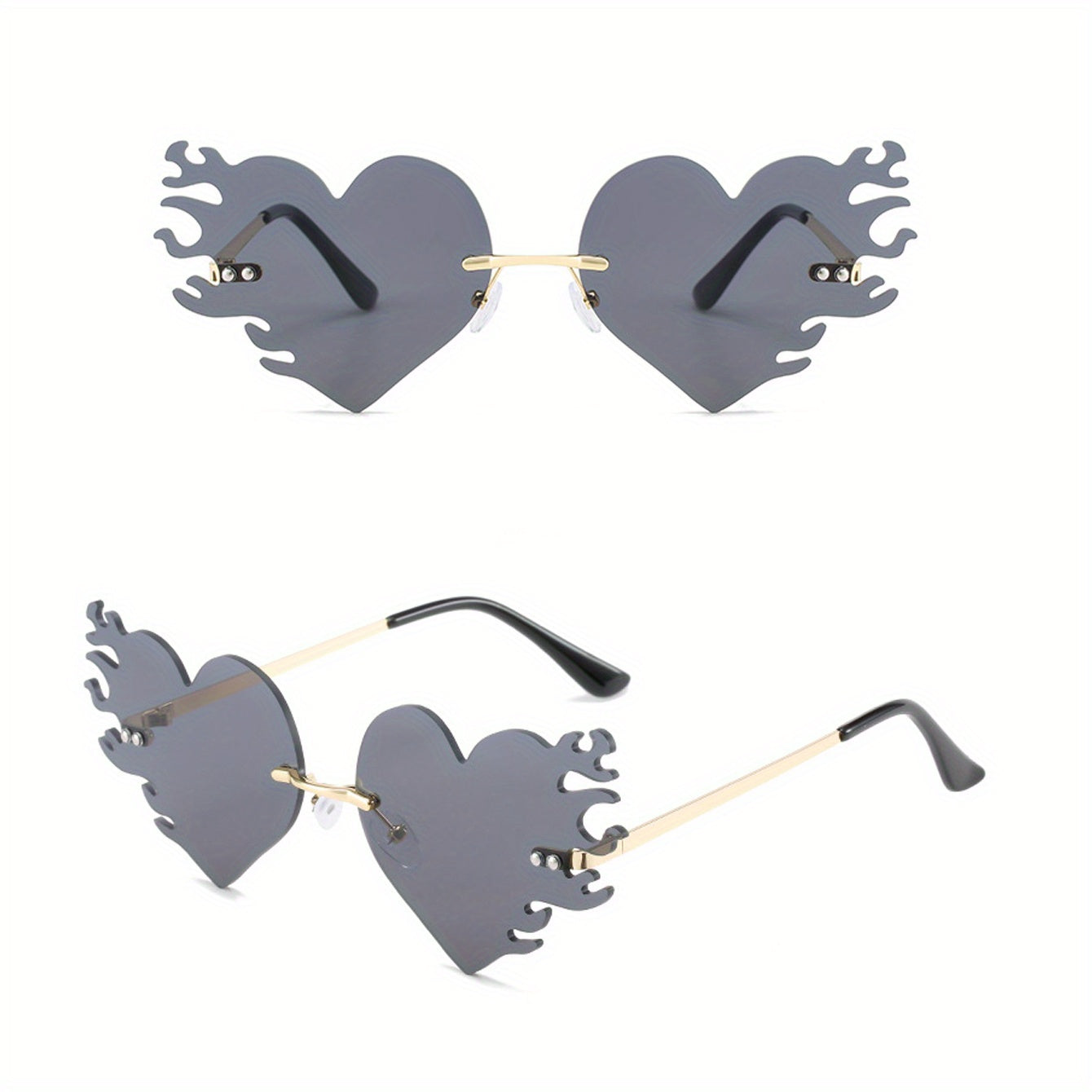 Y2K Melting Heart Sunglasses Rimless Beach Party UV400