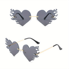 Y2K Melting Heart Sunglasses Rimless Beach Party UV400