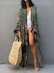 Tie Dye Long Sleeve Maxi Cover Up