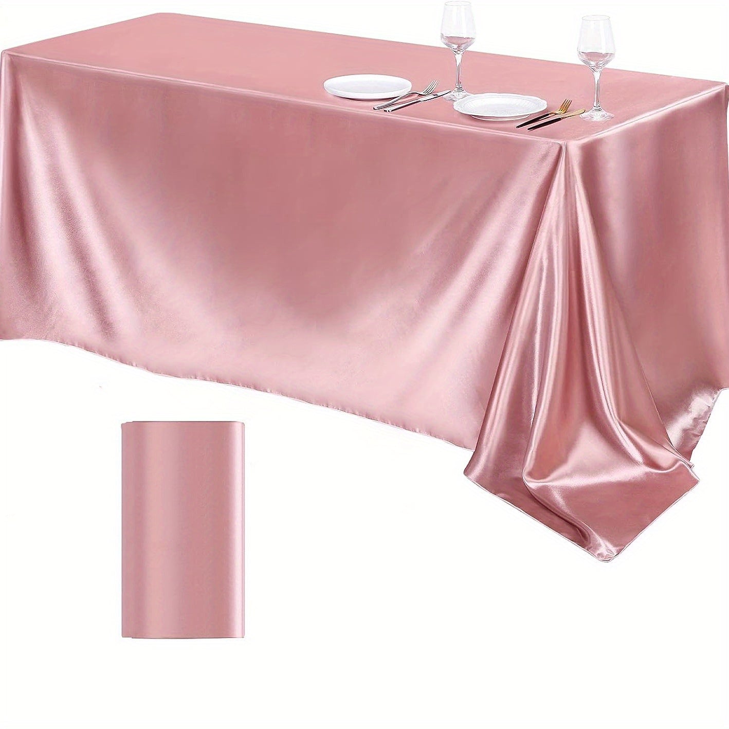 Satin Solid Tablecloth Rectangular Bright Silk Smooth Table Cover