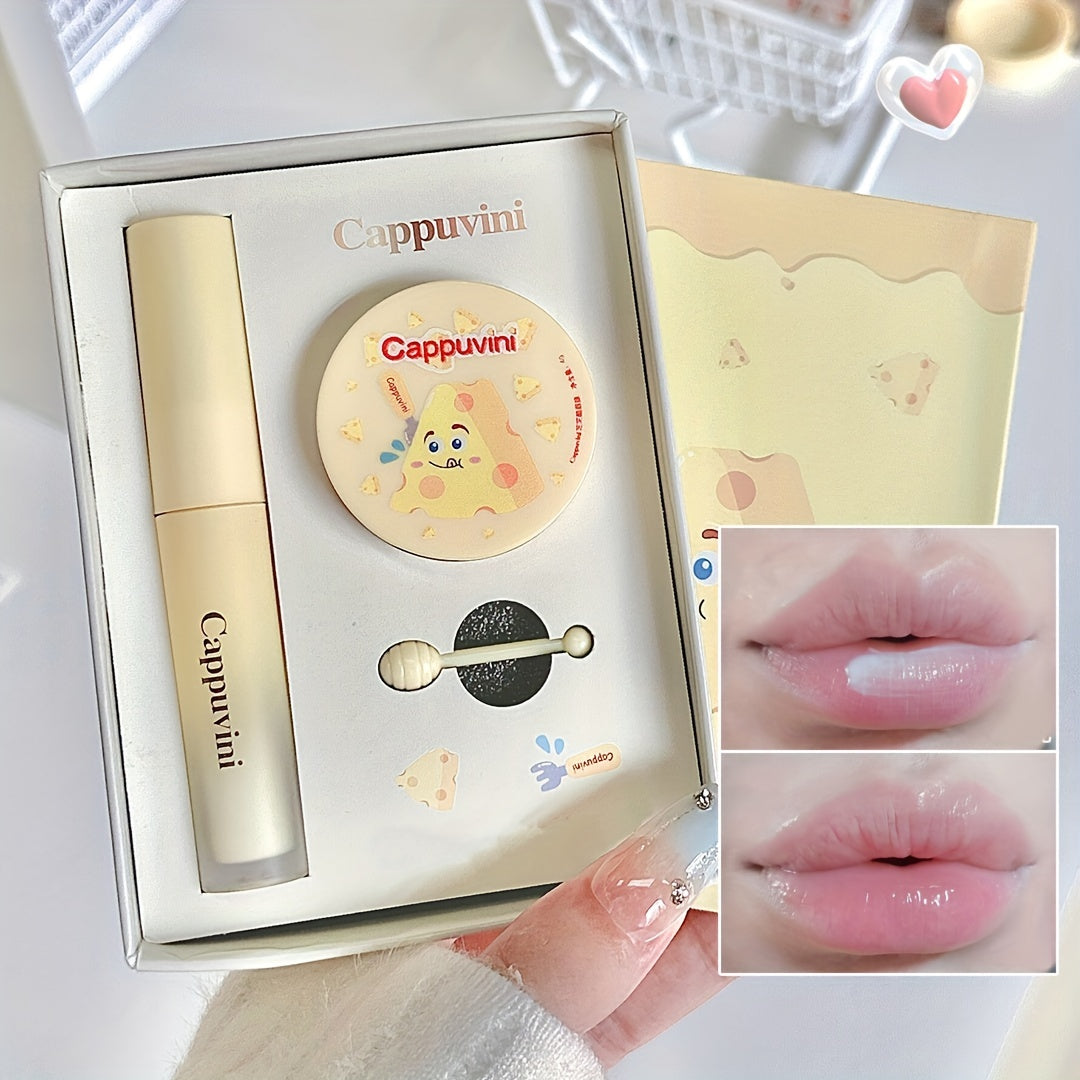 Cheese Lip Cream Mask Set Moisturizing Nourishing Lip Care Long Lasting Gift