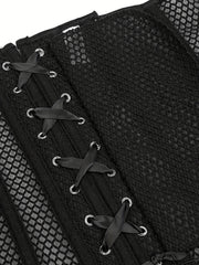 Strapless Fishnet Corset Bustier Lace Up Body Shaper