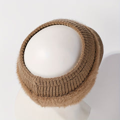 Rhinestone M Label Knit Hat Solid Thick Cold Proof Ear Protection Warm Hat