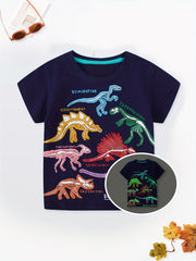 Boys' Glow In The Dark Dinosaur Skeleton Print T-shirt