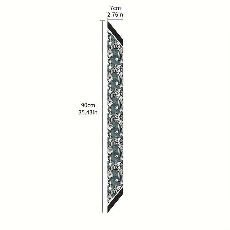 Dark Green Vintage Skinny Scarf Flower Print Long Ribbon Neckerchief