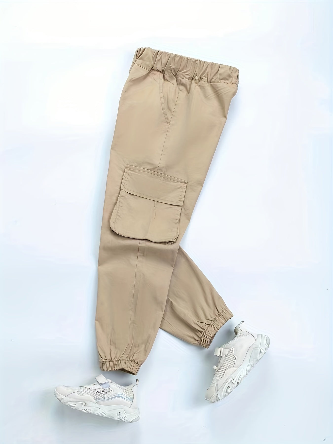 Girls Cargo Pants Elastic Waist Casual Joggers Loose Fit Trousers