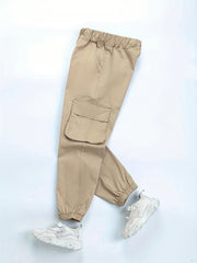 Girls Cargo Pants Elastic Waist Casual Joggers Loose Fit Trousers