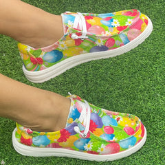 Colorful Egg & Floral Easter Skateboard Shoes Lightweight Running Shoes