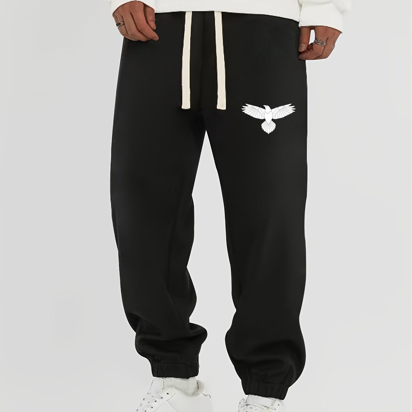 Eagle Print Men s Drawstring Pocket Sweatpants Casual Jogger Pants