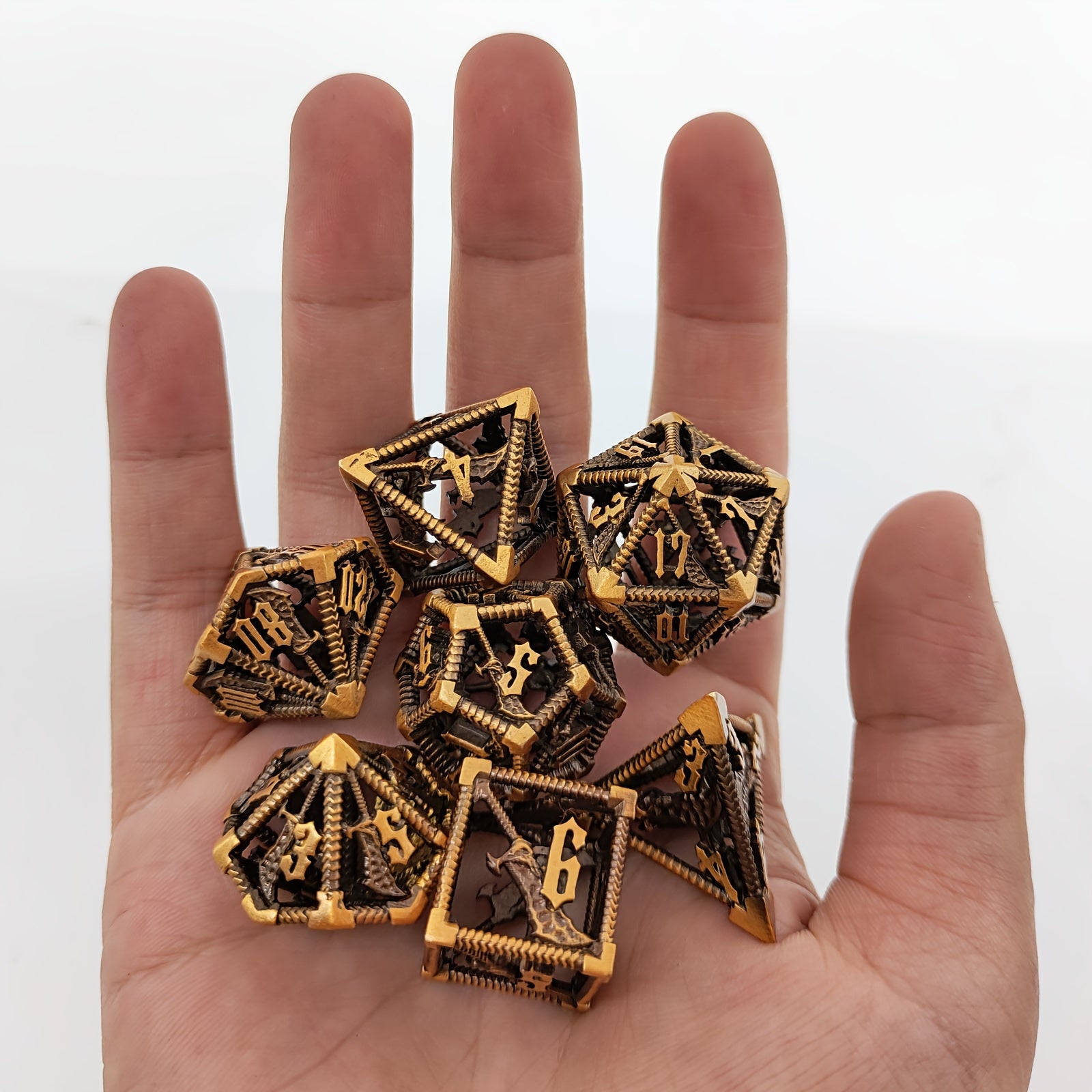 7pcs Metal Hollow Large Polyhedral Dice Set for RPG