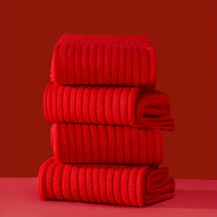 10pairs Red Year Socks Vertical Striped Mid calf Socks