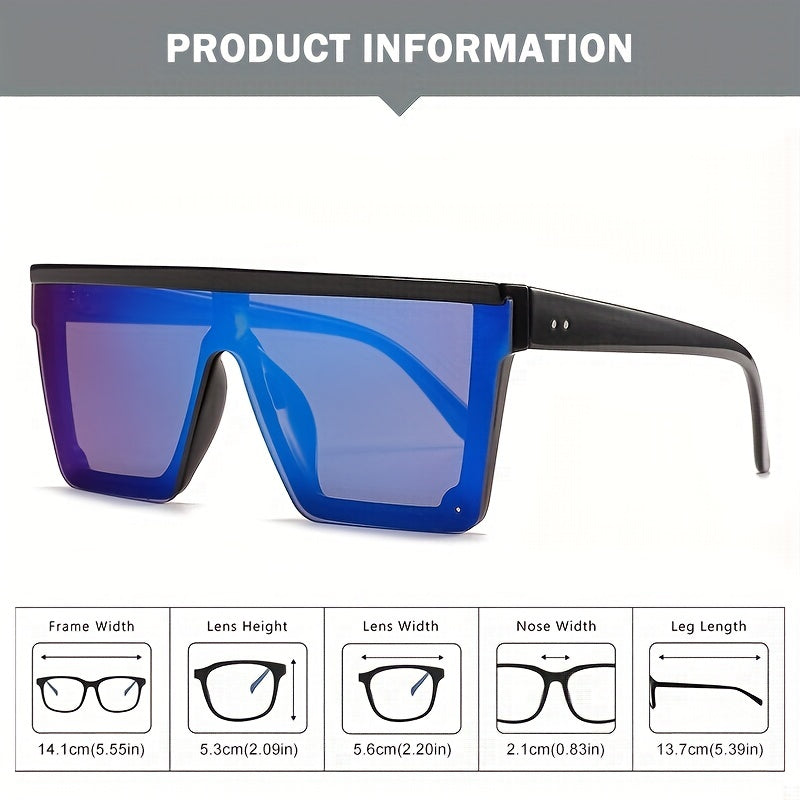 Flat Top Sunglasses Oversized Square Frame Gradient Lens UV400