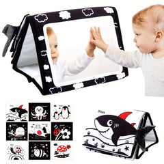 Baby Tummy Time Mirror & Toys, High Contrast & Crinkle Books
