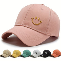 Smiling Embroidery Baseball Cap Solid Casual Dad Hats Unisex Couple Sun Hat