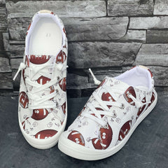 Cartoon Rugby Pattern Women's Flat Shoes Lightweight Soft And Comfortable